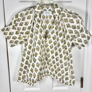 LIVRO Top Size S Floral Bohemian Short Sleeve Shirt Peasant
